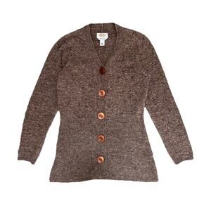 Vintage Talbots Brown Button Up Sweater Wool Nylon Blend Women’s Petite Small
